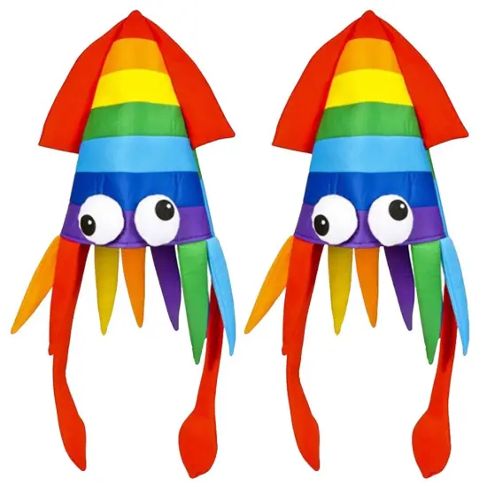 Rhode Island Novelty Unisex Novelty Rainbow Squid Costume Party Hat Cap (2 Pack), Adult Medium {1}