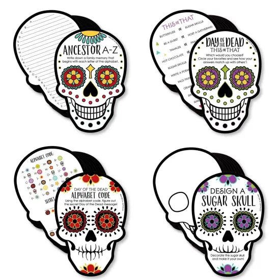 Big Dot of Happiness Day of the Dead - 4 Sugar Skull Party Games - 10 Cards Each - Gamerific Bundle {1}
