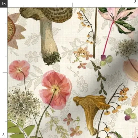 Various Fabrics by the Yard or Fat Quarter Vintage Style Floral Victorian Flowers Nature Poppies Romantic Botanical Woods mushrooms Toadstool Custom Printed Fabric by Spoonflower {4}