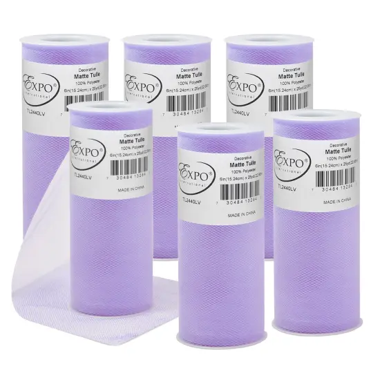 Pack of 6 Decorative Matte Tulle Spool of 6 Inch X 25 Yards Lavender {1}