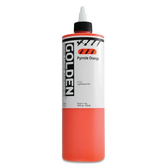 Golden High Flow Acrylics - Pyrrole Orange, 16 oz bottle {1}
