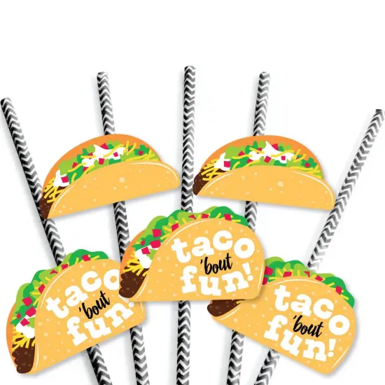 Big Dot of Happiness Taco 'Bout Fun - Paper Straw Decor - Fiesta Striped Decorative Straws - Set of 24 {7}
