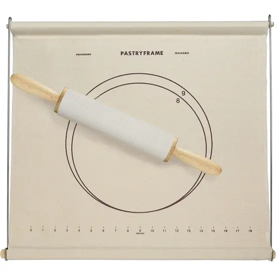 Mrs. Anderson&rsquo;s Baking Non-Stick Pastry Cloth Frame and Rolling Pin Cover Set, Collapsible with Printed Measurement Guides, 20-Inches x 20-Inches {4}