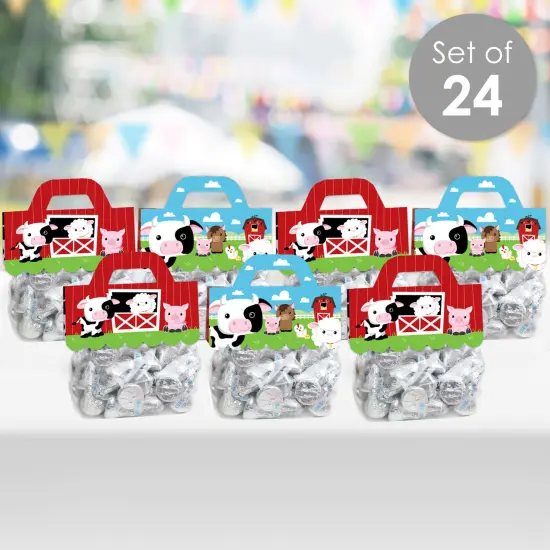 Big Dot of Happiness Farm Animals - DIY Barnyard Baby Shower or Birthday Party Clear Goodie Favor Bag Labels - Candy Bags with Toppers - Set of 24 {3}