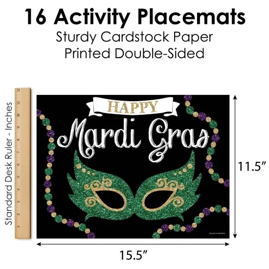 Big Dot of Happiness Mardi Gras - Paper Masquerade Party Coloring Sheets - Activity Placemats - Set of 16 {6}