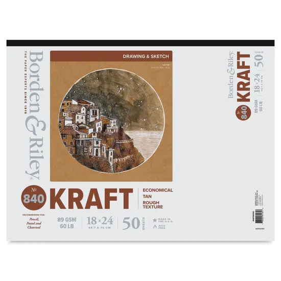 Borden & Riley #840 Kraft Paper Pad - 18" x 24", 50 Sheets {1}
