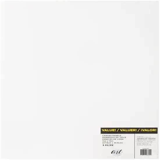 American Crafts Art Supply Basics Panel Pack Canvas 5/Pkg-11"X14" {1}