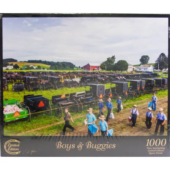 Doyle Yoder Boys & Buggies Amish Scene Jigsaw Puzzle 20 x 27 1000 Pieces {1}