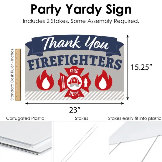 Big Dot of Happiness Thank You Firefighters - First Responders Appreciation Yard Sign Lawn Decorations - Party Yardy Sign {7}