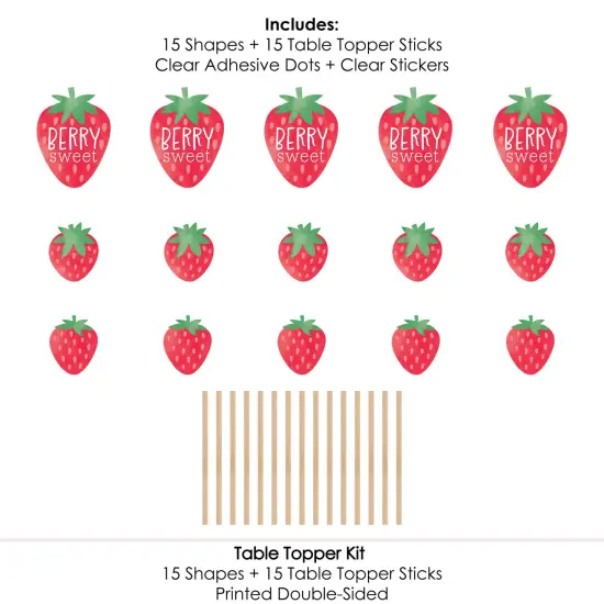 Big Dot of Happiness Berry Sweet Strawberry - Fruit Themed Birthday Party or Baby Shower Centerpiece Sticks - Table Toppers - Set of 15 {7}