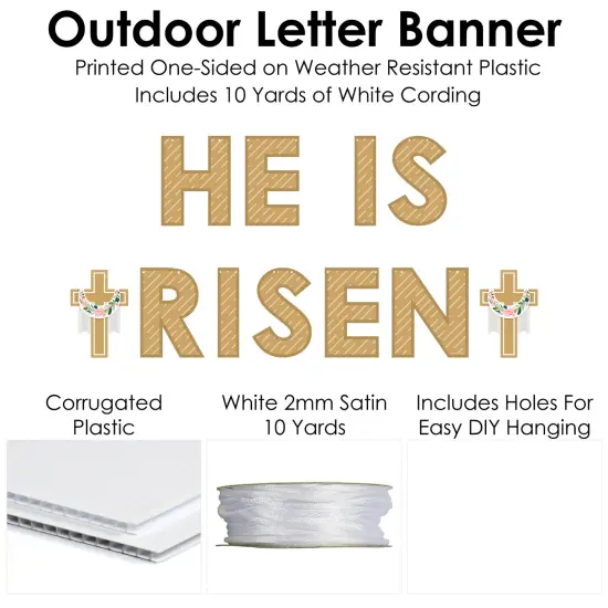 Big Dot of Happiness Religious Easter - Christian Holiday Party Decorations - He Is Risen - Outdoor Letter Banner {6}