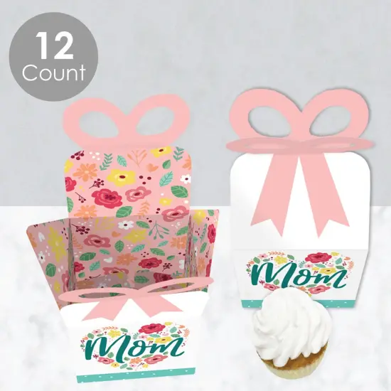 Big Dot of Happiness Colorful Floral Happy Mother's Day - Square Favor Gift Boxes - We Love Mom Party Bow Boxes - Set of 12 {4}