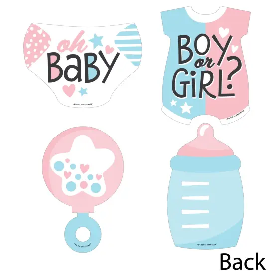 Big Dot of Happiness Baby Gender Reveal - Baby Bodysuit, Bottle, Rattle, and Diaper Decorations DIY Team Boy or Girl Party Essentials - Set of 20 {4}