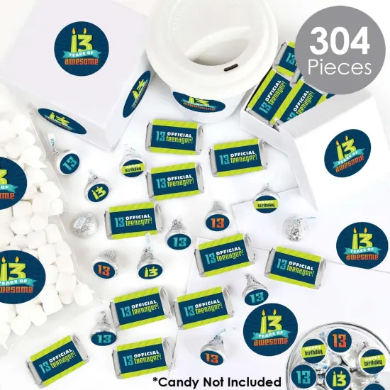 Big Dot of Happiness Boy 13th Birthday - Official Teenager Birthday Party Candy Favor Sticker Kit - 304 Pieces {3}