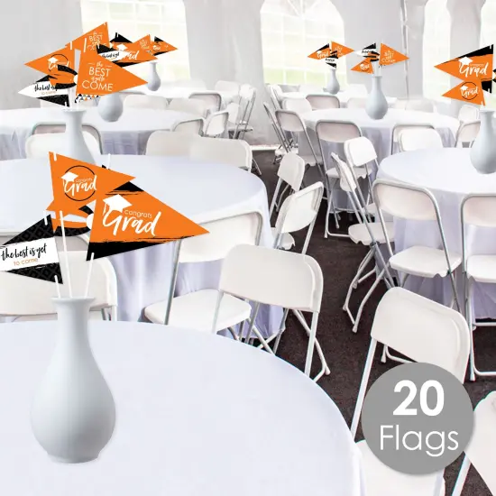 Big Dot of Happiness Orange Grad - Best is Yet to Come - Triangle Orange Graduation Party Photo Props - Pennant Flag Centerpieces - Set of 20 {3}
