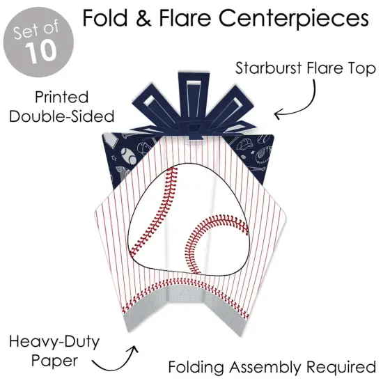 Big Dot of Happiness Batter Up - Baseball - Table Decorations - Baby Shower or Birthday Party Fold and Flare Centerpieces - 10 Count {4}