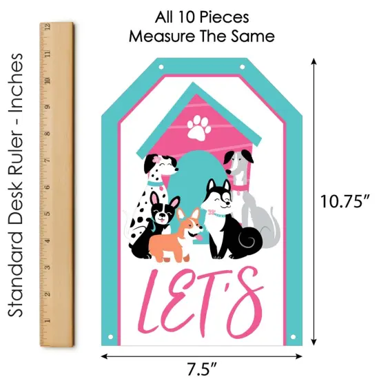 Big Dot of Happiness Pawty Like a Puppy Girl - Hanging Vertical Paper Door Banners - Pink Dog Baby Shower Birthday Party Wall Kit - Indoor Door Decor {7}