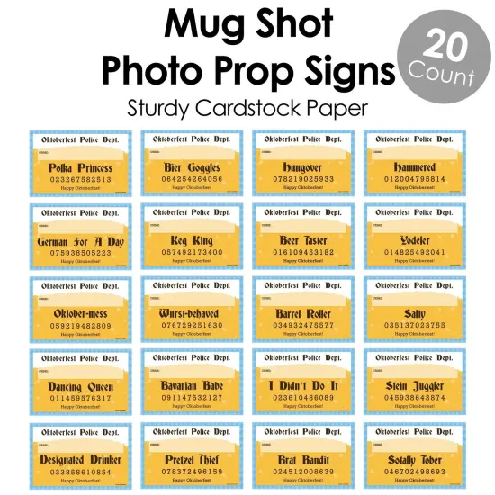 Big Dot of Happiness Oktoberfest - Beer Festival Mug Shots - Photo Booth Props Mugshot Signs - 20 Count {6}