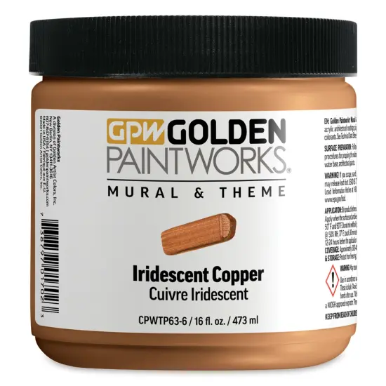 Golden Paintworks Mural and Theme Acrylic Paint - Iridescent Copper, 16 oz, Jar {1}