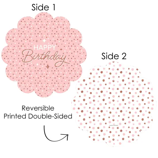 Big Dot of Happiness Pink Rose Gold Birthday - Happy Birthday Party Round Table Decorations - Paper Chargers - Place Setting For 12 {4}