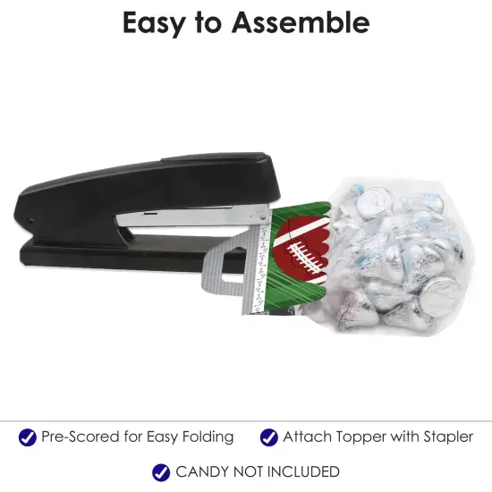 Big Dot of Happiness End Zone Football DIY Baby Shower or Birthday Party Clear Goodie Favor Bag Labels Candy Bags with Toppers Set of 24 {6}