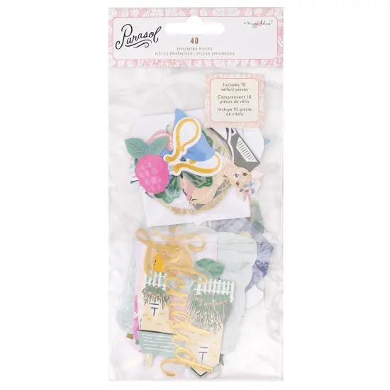 Maggie Holmes Parasol Ephemera Cardstock Die-Cuts 40/Pkg-Icons, Cardstock & Vellum W/Gold Foil {1}