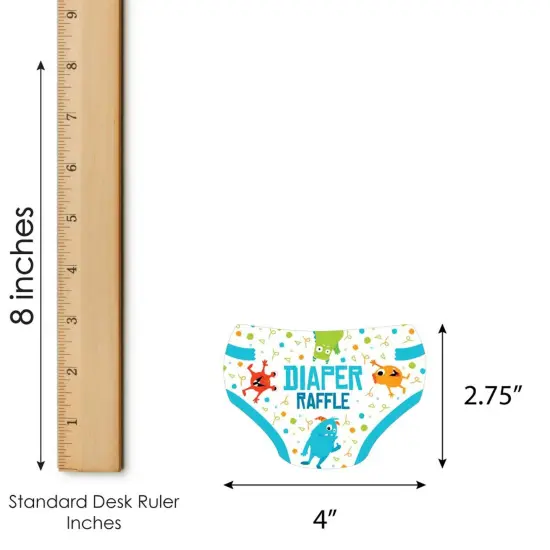 Big Dot of Happiness Monster Bash - Diaper Shaped Raffle Ticket Inserts - Little Monster Baby Shower Activities - Diaper Raffle Game - Set of 24 {4}