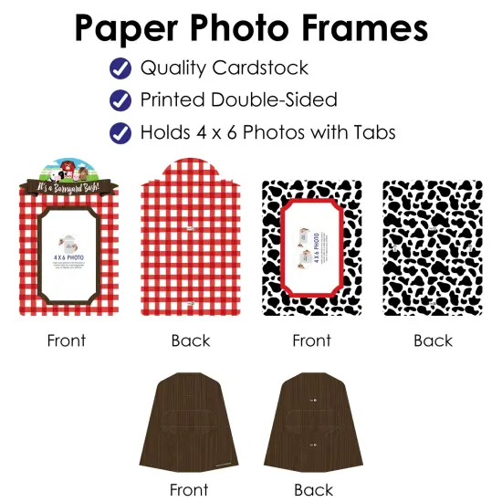 Big Dot of Happiness Farm Animals - Barnyard Baby Shower or Birthday Party 4x6 Picture Display - Paper Photo Frames - Set of 12 {6}