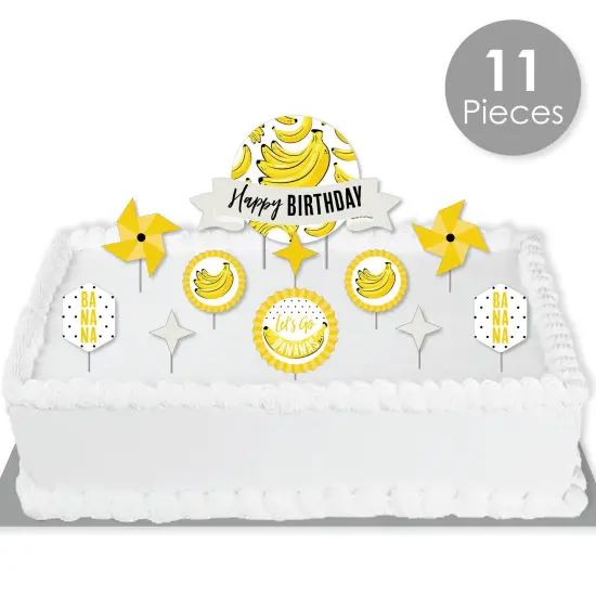 Big Dot of Happiness Let's Go Bananas - Tropical Birthday Party Cake Decorating Kit - Happy Birthday Cake Topper Set - 11 Pieces {3}
