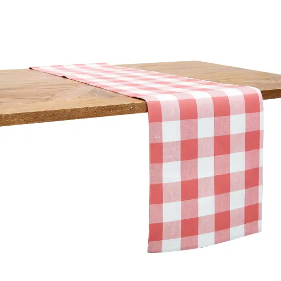 Franklin Coral Gingham Check Table Runner 13" x 72" {1}