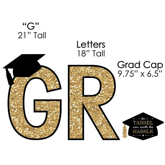 Big Dot of Happiness Gold Graduation Party Yard Signs - Outdoor Lawn Decorations - GRAD {7}