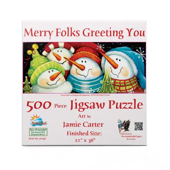 Sunsout Merry Folks Greeting You 500 pc Christmas Jigsaw Puzzle 70136 {4}