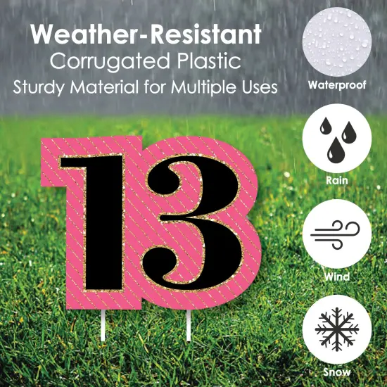 Big Dot of Happiness Chic 13th Birthday - Pink, Black and Gold Lawn Decorations - Outdoor Birthday Party Yard Decorations - 10 Piece {6}