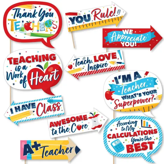 Big Dot of Happiness Funny Thank You Teachers - Teacher Appreciation Photo Booth Props Kit - 10 Piece {1}