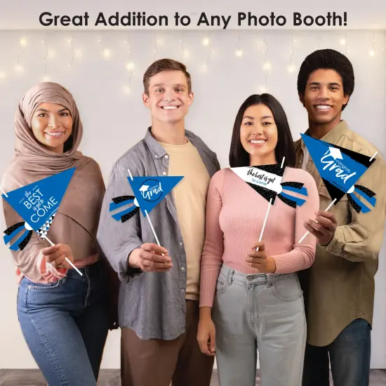 Big Dot of Happiness Blue Grad - Best is Yet to Come - Triangle Royal Blue Graduation Party Photo Props - Pennant Flag Centerpieces - Set of 20 {6}