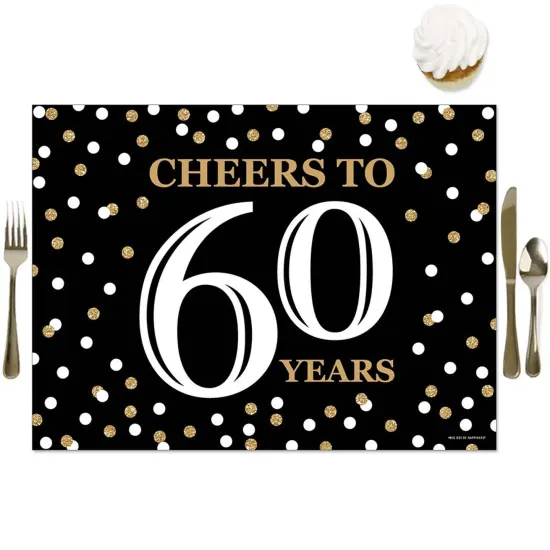 Big Dot of Happiness Adult 60th Birthday - Gold - Party Table Decorations - Birthday Party Placemats - Set of 16 {1}