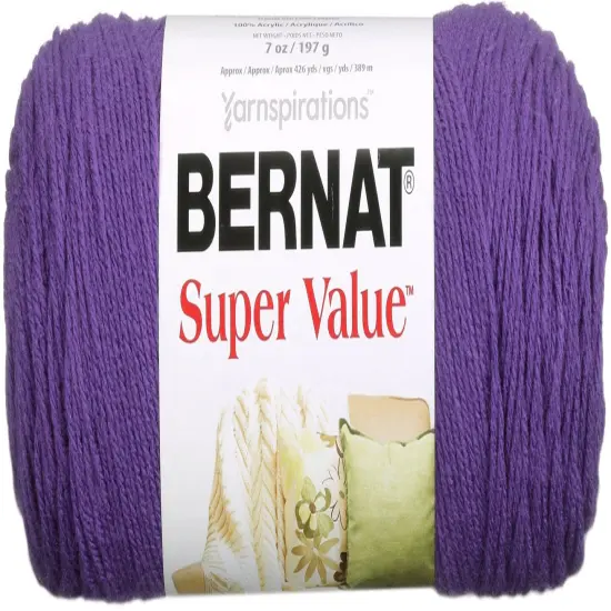 Bernat Super Value Light Damson Yarn - 3 Pack of 198g/7oz - Acrylic - 4 Medium (Worsted) - 426 Yards - Knitting/Crochet {2}