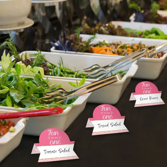 Big Dot of Happiness 1st Birthday Girl - Fun to be One - First Birthday Party Tent Buffet Card - Table Setting Name Place Cards - Set of 24 {4}