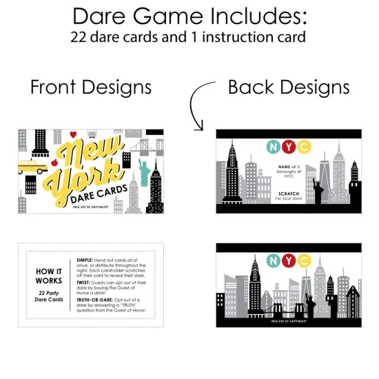 Big Dot of Happiness NYC Cityscape - New York City Party Game Scratch Off Dare Cards - 22 Count {6}
