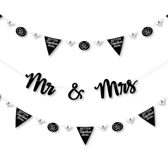 Big Dot of Happiness Mr. and Mrs. - Black & White Wedding or Bridal Shower Letter Banner Decoration - 36 Banner Cutouts & Mr. and Mrs. Banner Letters {1}