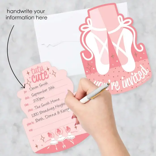 Big Dot of Happiness Tutu Cute Ballerina - Shaped Fill-In Invites - Ballet Birthday Party or Baby Shower Invitation Cards with Envelopes - Set of 12 {3}
