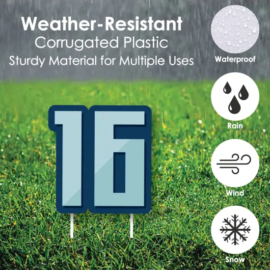 Big Dot of Happiness Boy 16th Birthday - Yard Sign and Outdoor Lawn Decorations - Sweet Sixteen Birthday Party Yard Signs - Set of 8 {4}