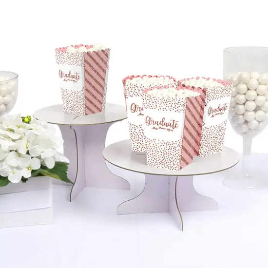 Big Dot of Happiness Rose Gold Grad -Graduation Party Favor Popcorn Treat Boxes - Set of 12 {4}