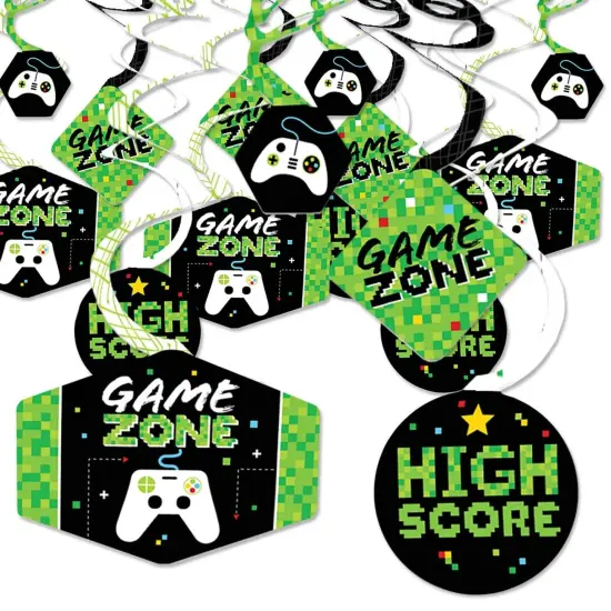 Big Dot of Happiness Game Zone - Pixel Video Game Party or Birthday Party Hanging Decor - Party Decoration Swirls - Set of 40 {1}