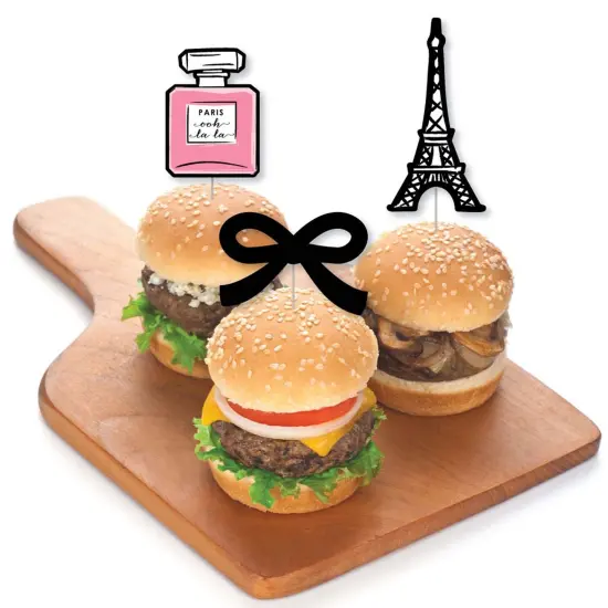 Big Dot of Happiness Paris, Ooh La La - Dessert Cupcake Toppers - Paris Themed Baby Shower or Birthday Party Clear Treat Picks - Set of 24 {4}