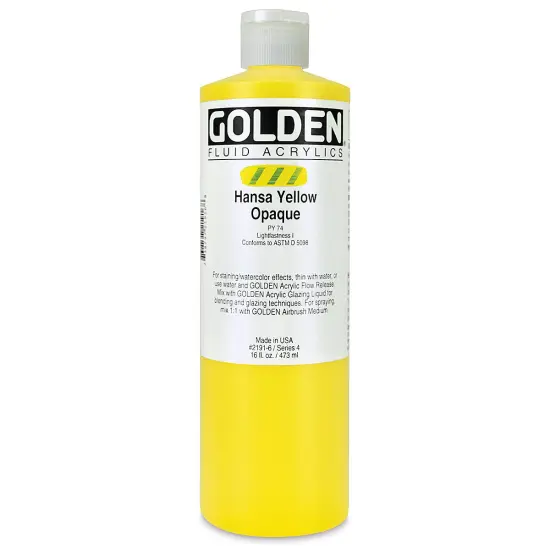 Golden Fluid Acrylics - Hansa Yellow Opaque, 16 oz bottle {2}