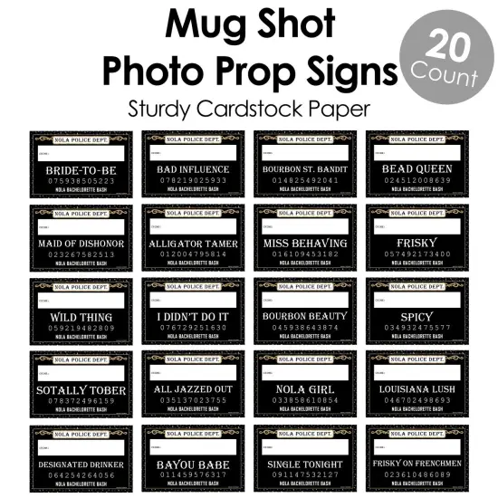 Big Dot of Happiness Nola Bride Squad - New Orleans Bachelorette Party Mug Shots - Photo Booth Props Mugshot Signs - 20 Count {6}
