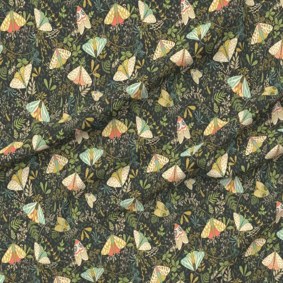 Various Fabrics by the Yard or Fat Quarter Moths Butterflies Green Leaves Nature Botanical Fantasy Garden Insects Botany Custom Printed Fabric by Spoonflower {6}