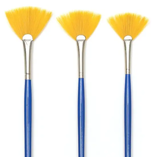 Blick Scholastic Short Handle Golden Taklon Brush Set - Fan, Short Handle, Set of 3 {1}