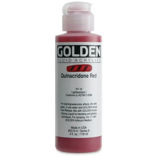 Golden Fluid Acrylics - Quinacridone Red, 4 oz bottle {1}